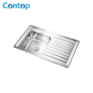 201 Stainless Steel Wash Sink Kitchen Sink Single Bowl with Drainer