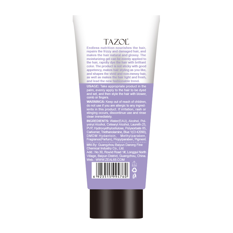 Tazol Temporary Hair Color Gel with Purple Color 100g