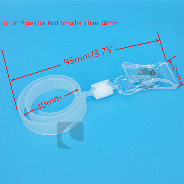 C021 Clear POP Plastic Price Tag Sign Card Holder Paper Display Promotion Clips For Tube Pipe Bigger Than Dia. 38mm In Retail Store