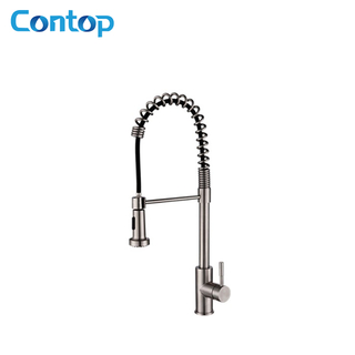 304 Stainless Steel Solid Body Hot And Cold Water Spring Pull-down Kitchen Faucet