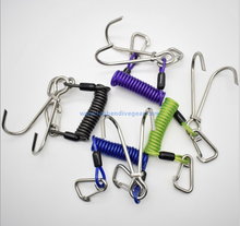 316 SS Reef Double Hook with Spiral Coil Lanyard