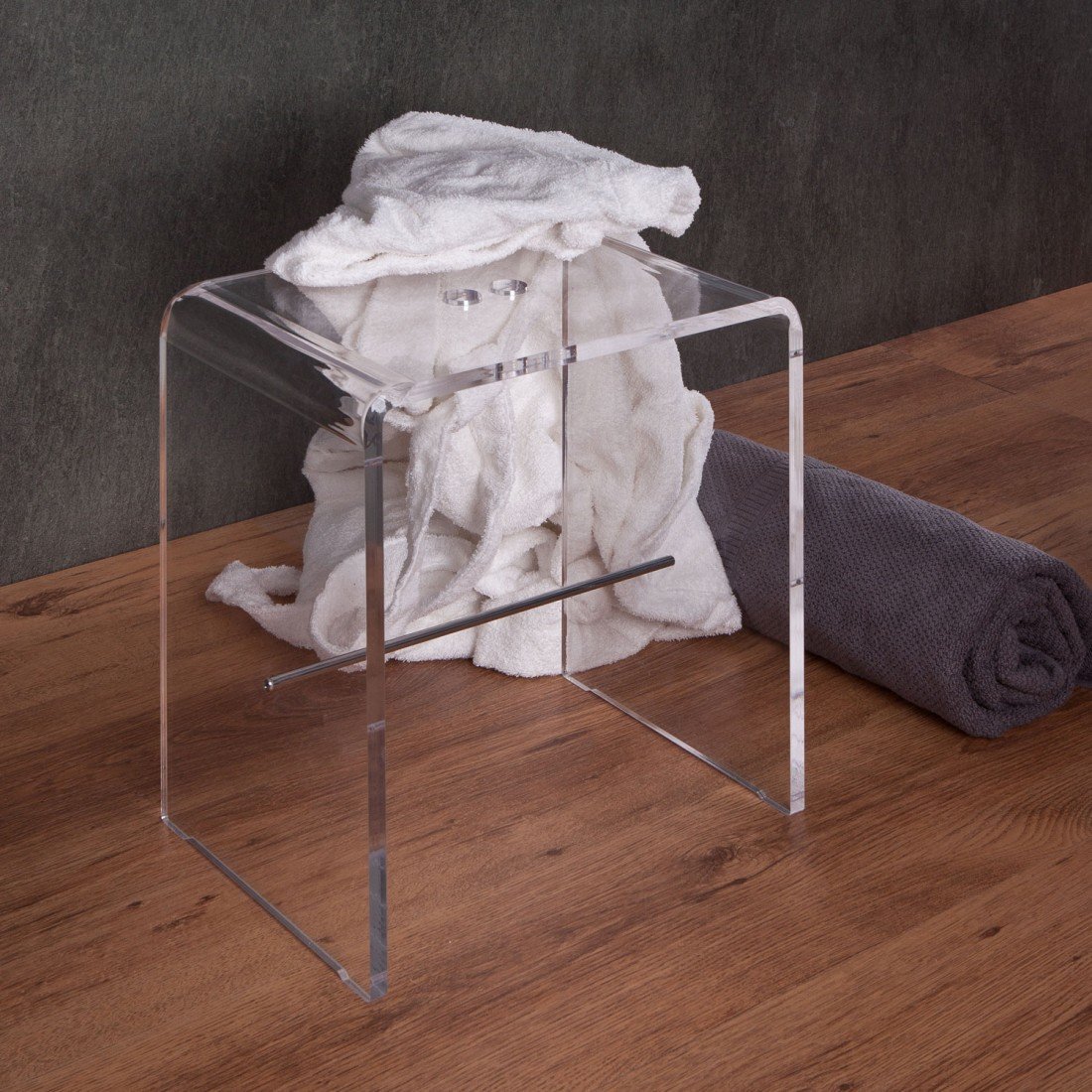 Simple Style Clear Acrylic Bathroom Furniture Shower Stool / Living