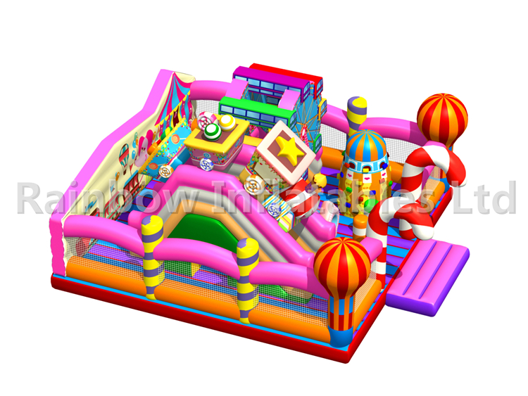 RB04124(9.5x10x5.3m) Inflatables Colorful candy house bouncy funcity