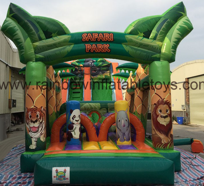 RB5056(14x4x6m) Infltable Long Jugle Theme Obstacle Course For Kids