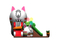 RB06118（5.7x5.6x5m） Inflatable rabbit double slide new design for sale 