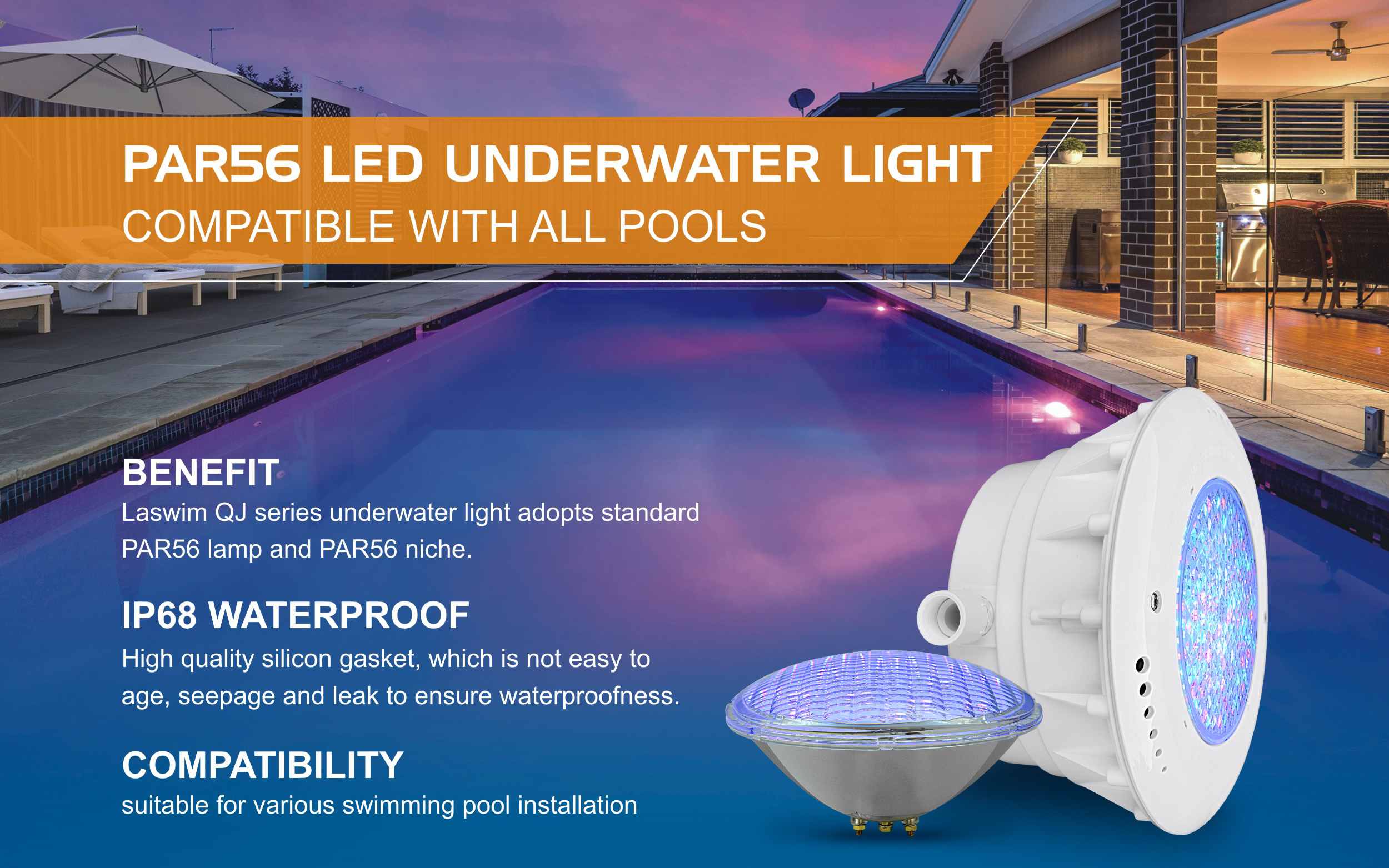 Luz de piscina LED par ligera con nicho (serie WL-QJ)