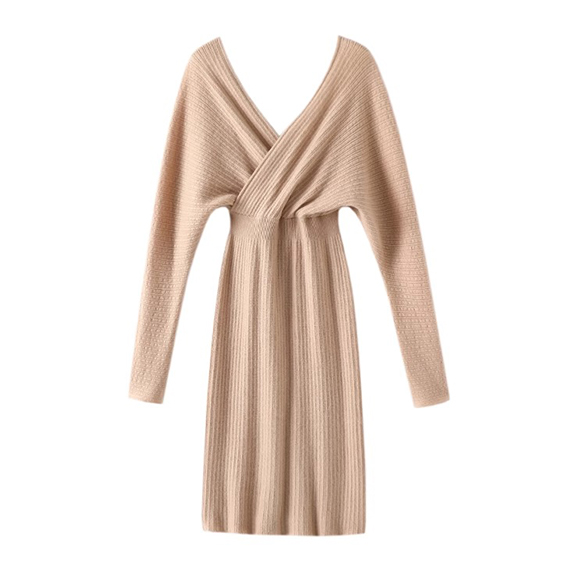 Cashmere V-Neck Dress Kašmírové šaty s výstrihom do V