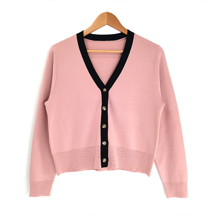 Women Color Block V Neck Cardigan 4 Cárdigan con cuello en V y bloques de color para mujer 4