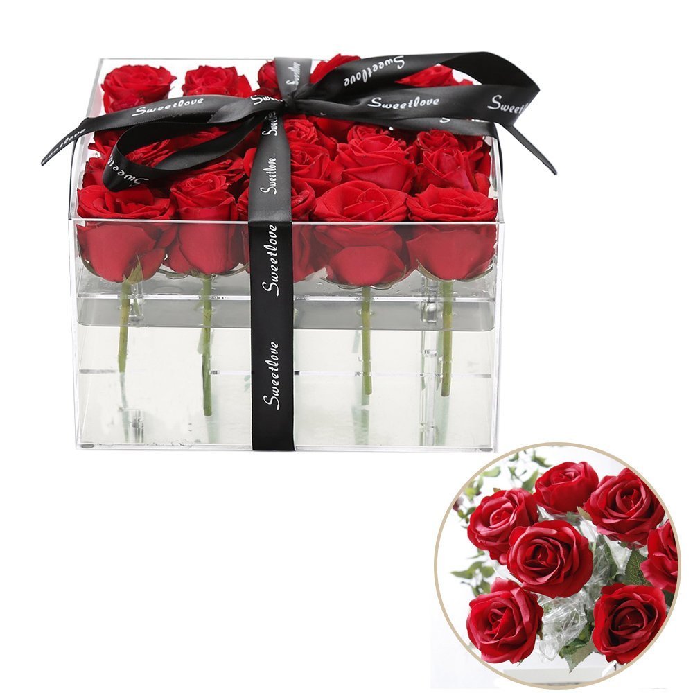 Wholesale Clear Acrylic Flower Gift Box Transparent Acrylic Rose Box