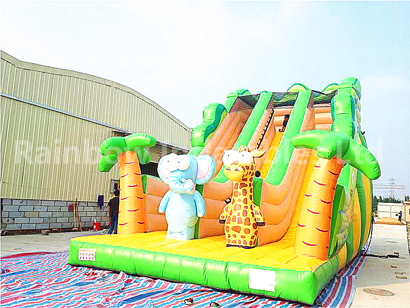 RB6038(10x5x7m) Inflatable Jungle Theme Customized Commercial Slide With Different Animals For Kids