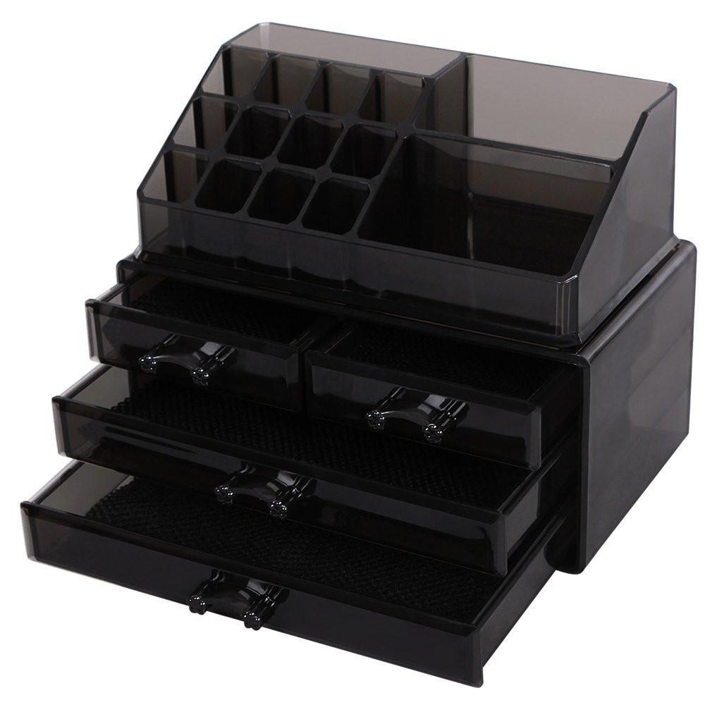 Custom Color Acrylic Cosmetic Organizer Box Black Makeup