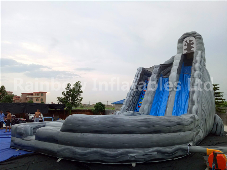 RB6084(5.5x8m+7x3.5m) Inflatable Cheap Double Lane Slip Water Slide For Kids And Adults