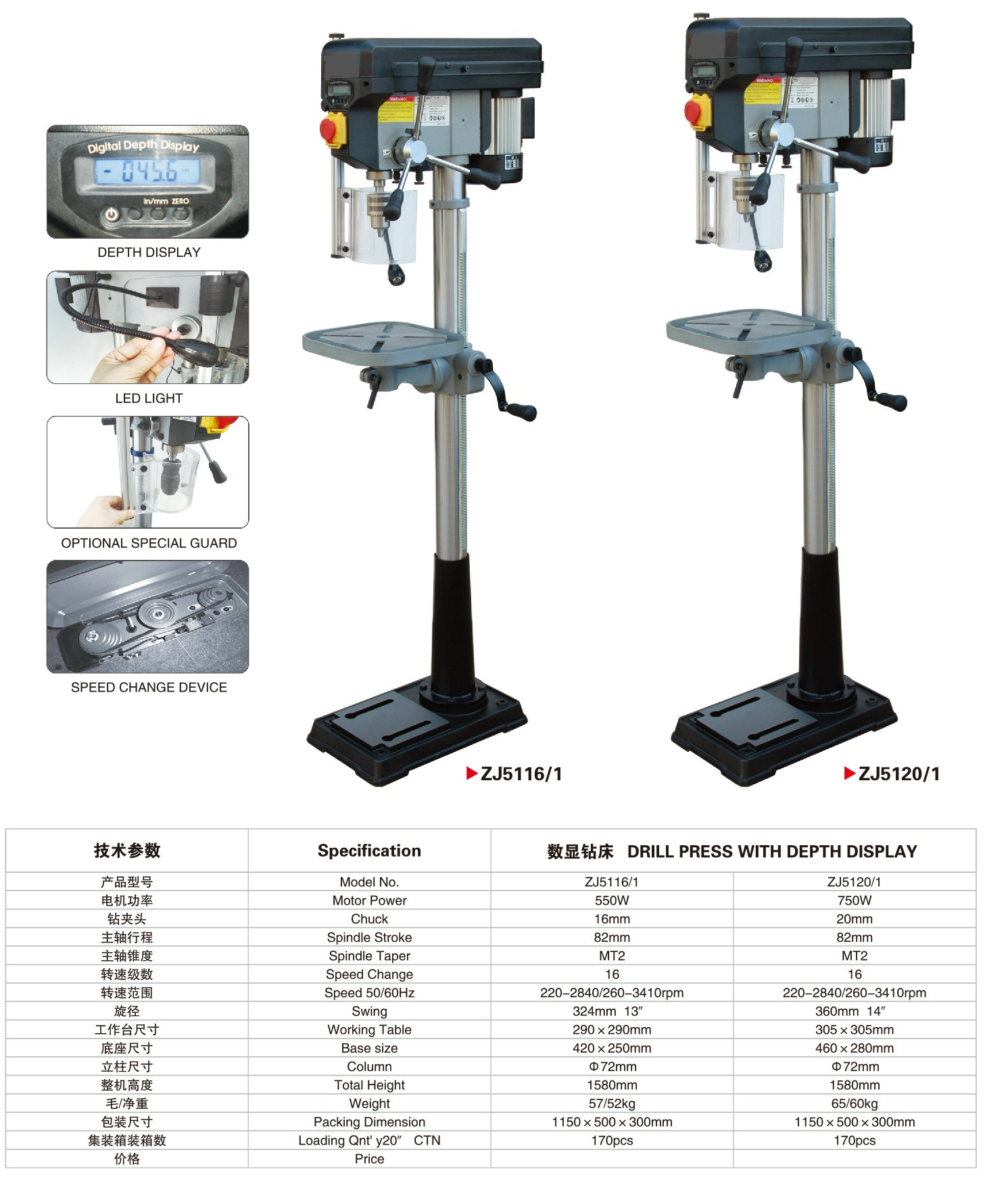 DRILL PRESS WITH DEPTH DISPLAY