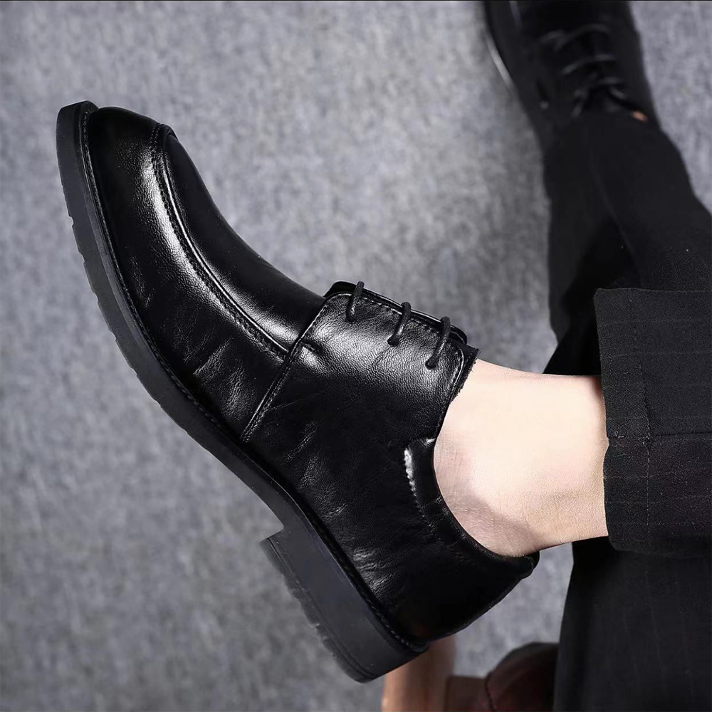 cheap split cow leather rubber outsole formal shoes men office genuine leather black Zapatos de hombre de negocios