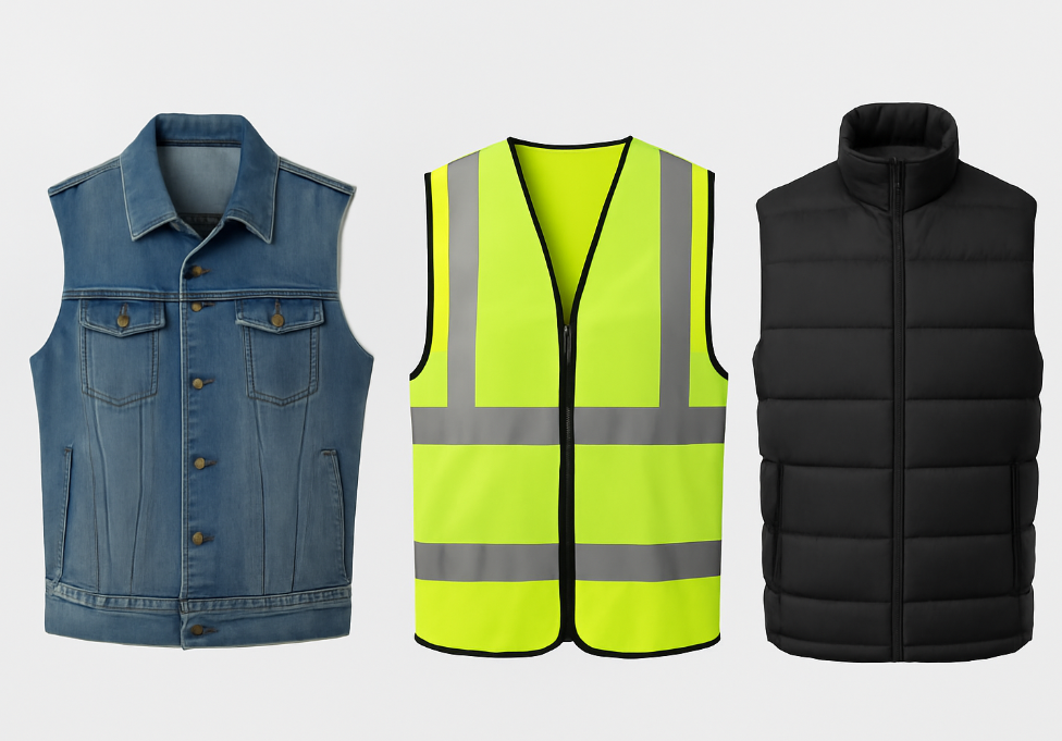 different types of vests verskillende soorte baadjies