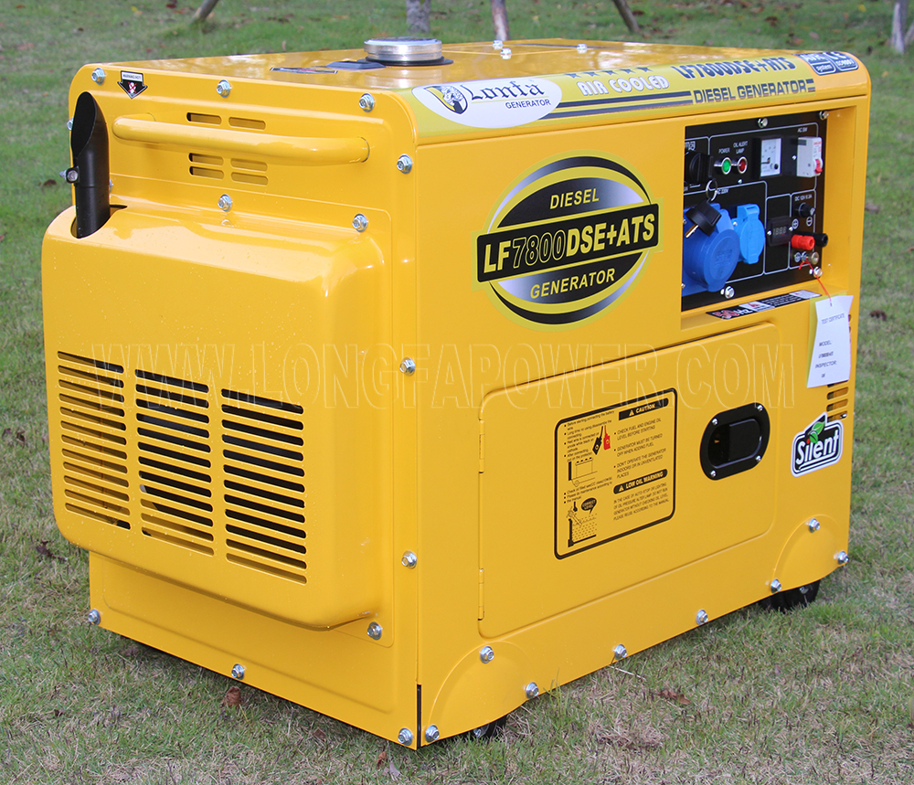 7kVA 50Hz Single Phase Air-Cooled Portable Super Silent Diesel Generator with ATS