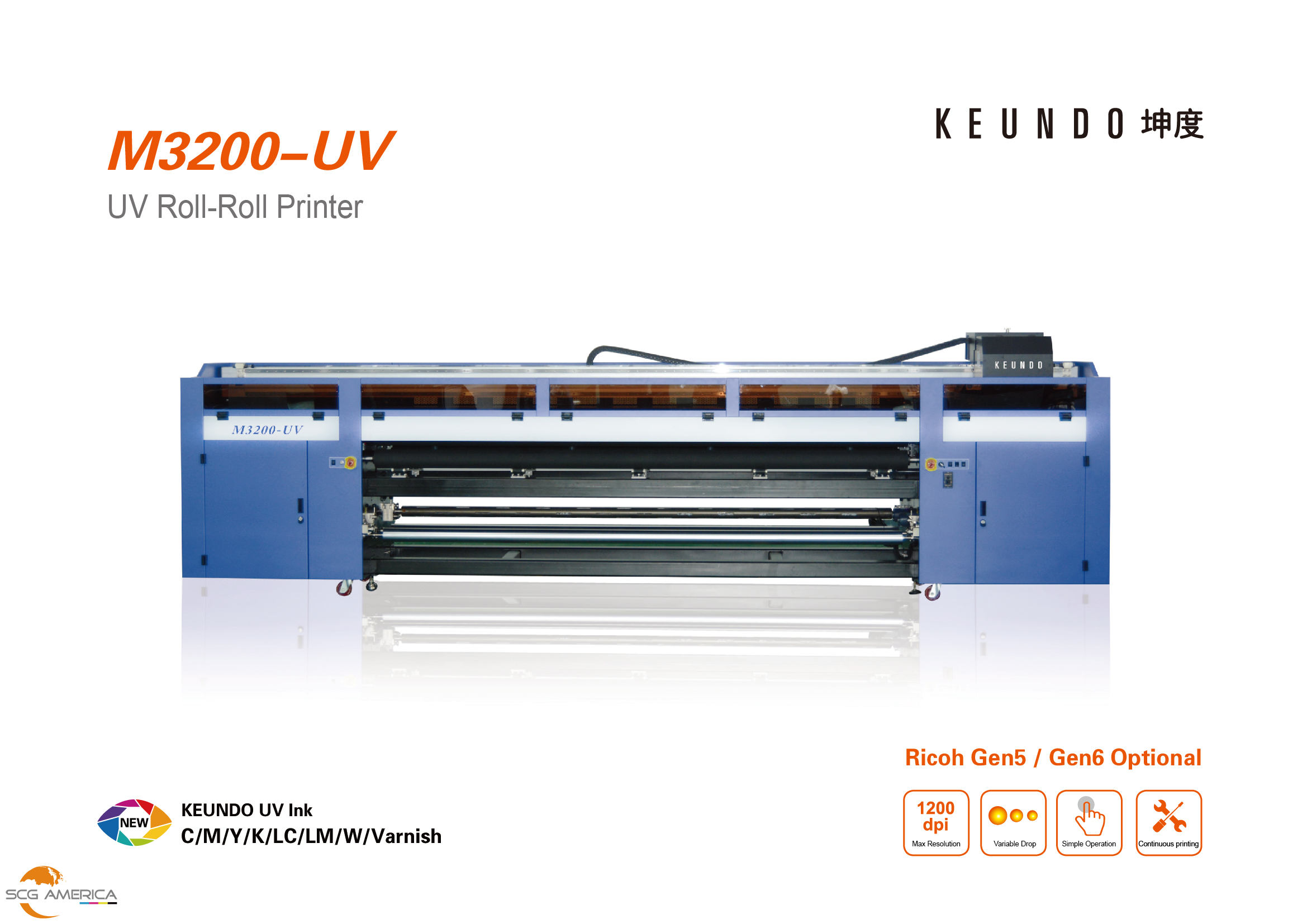 KEUNDO M3200-UV 128'' Roll to Roll Printer With Ricoh Gen5 Printhead