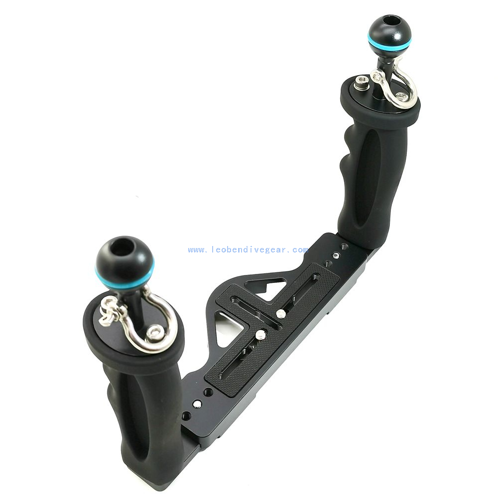Aluminum underwater double base tray for diving camera housings