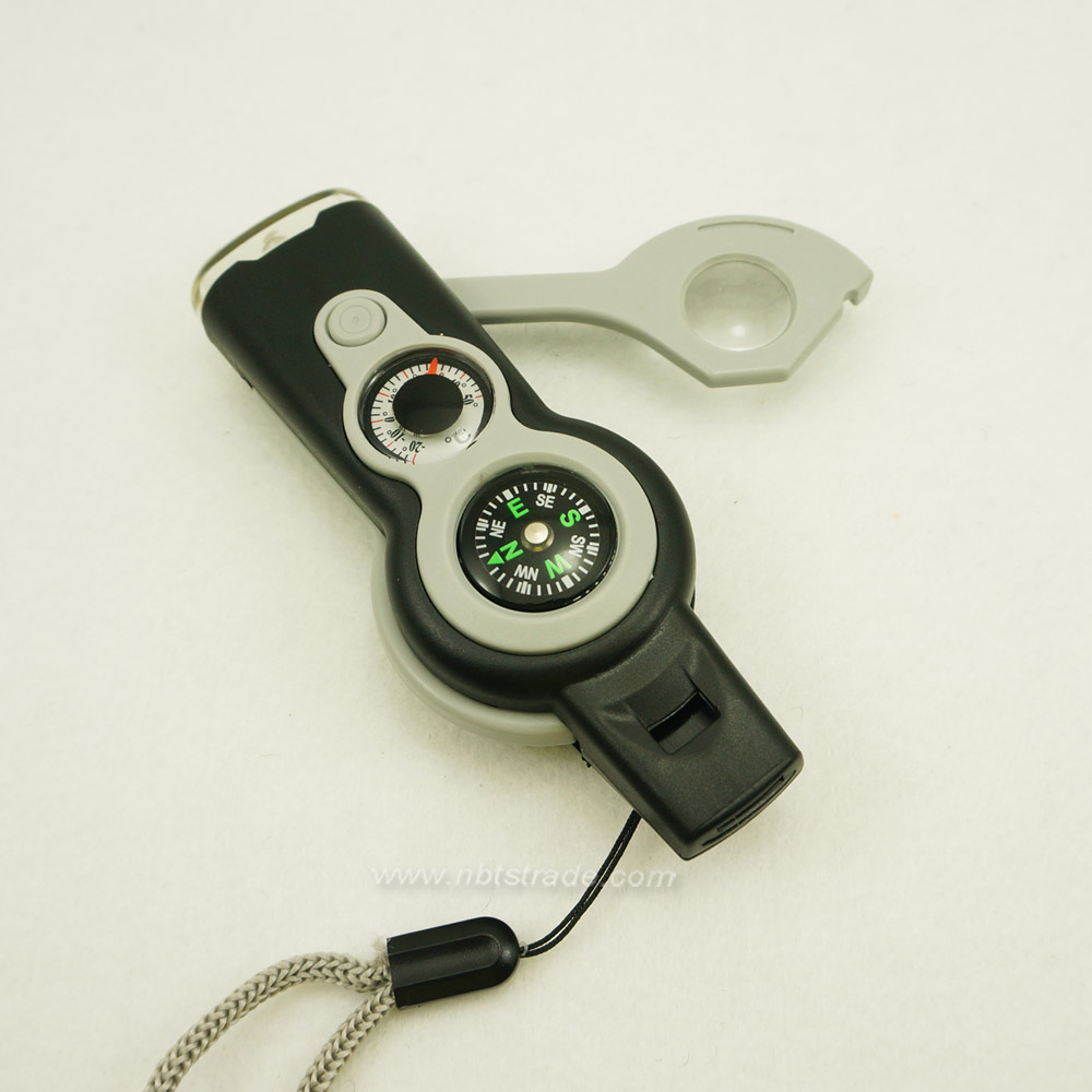 New design 7 in 1 Survival Whistle with compass