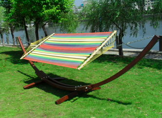3.2M 70% Cotton 30% Polyester Hammock With Arc Wooden Stand 