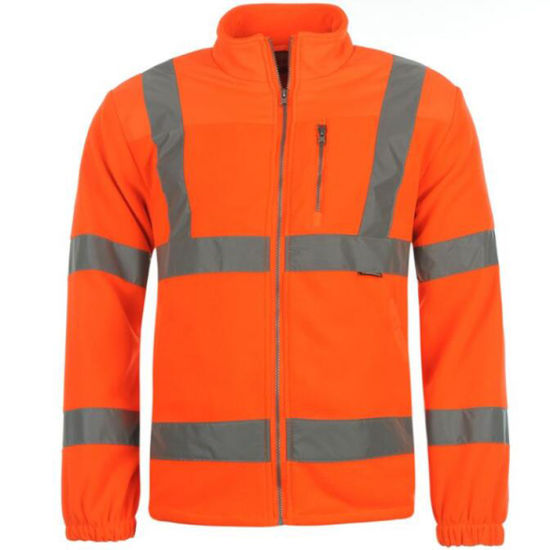 Forro polar de poliéster 100% para chaquetas de seguridad en naranja neón