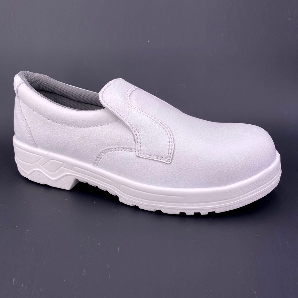 Light weight microfiber upper steel toe anti-slip kitchen cook phymacy hospital waterproof pu injected sole safety shoes