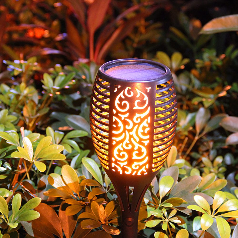 Waterproof IP65 Outdoor Solar Powered LED Garden Lamp Dancing Flickering Fire Flame 96 LED Light