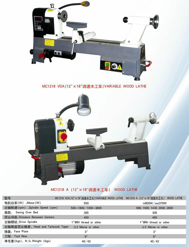 VARIABLE SPEED BENCHTOP WOOD LATHE DELUXE MC1218VDA 12X18 CAST IRON