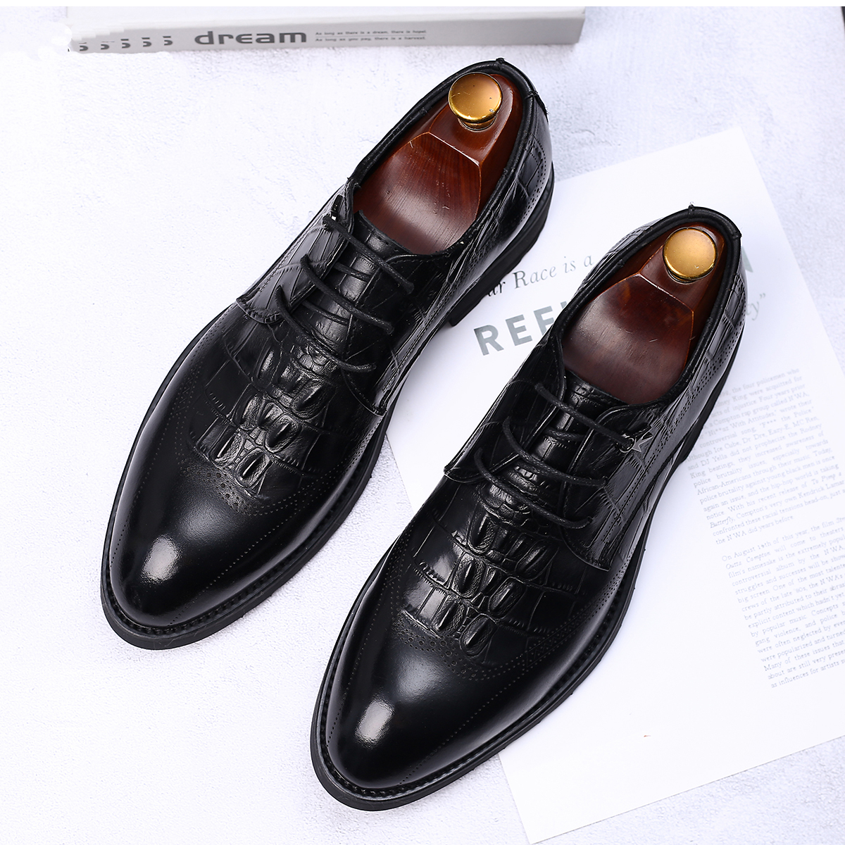 2022 new leather comfortable lace-up shoes men's black fashion shoes business dress men's shoes