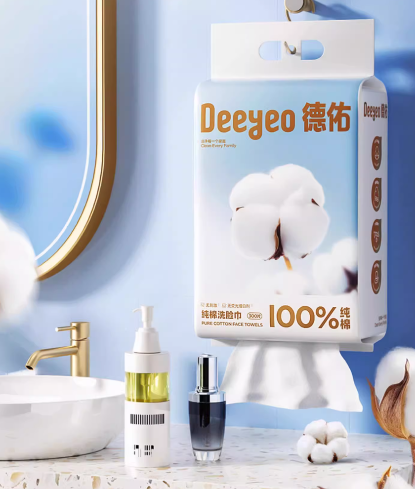100% Cotton Facial Towel na nakadikit sa dingding