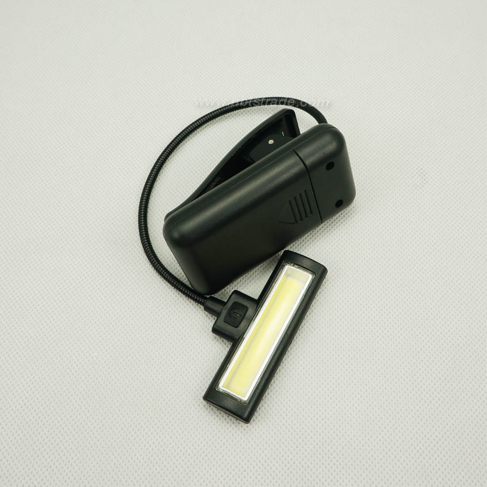 2W COB clip on book light with flexible stem reading lamp