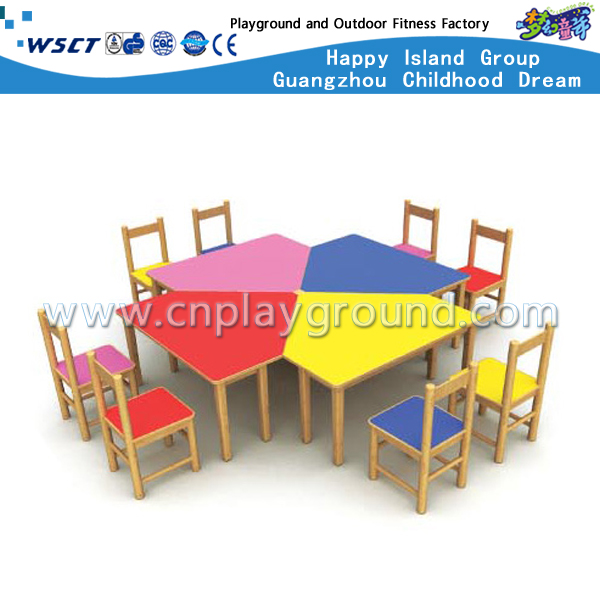 M11-07101儿童木表和椅子组合研究家具