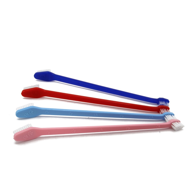Dog Double Headed long Handle Toothbrush Hygiene Pet Dog Oral Cleaning Toothbrush dog soft toothbrush