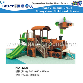 Terrain de jeu en acier galvanisé d'enfants extérieurs de double glissière pour l'équipement modèle de train (HD-4205)