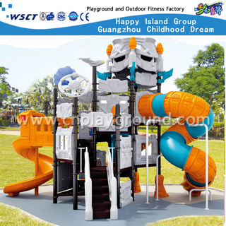 Продающ хорошим напольным спортивную площадку детей гальванизированную роботом стальную с пластичным оборудованием скольжения (HA-06401)