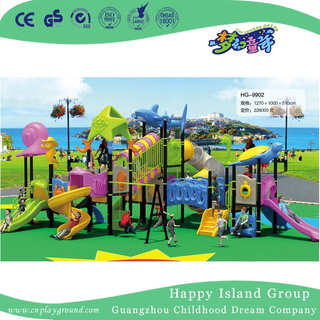 Magnifique aire de jeux pour enfants en acier galvanisé animal du monde de l'océan avec glissière (HG-9902)
