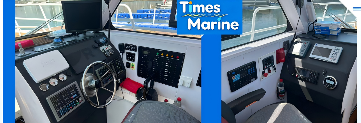 GPS Navigation System – 48ft Aluminum Sport Fisher integroitu GPS-navigointi ja VHF-radiolaitteet 48 jalan alumiiniseen urheilukalastusveneen ruoriin
