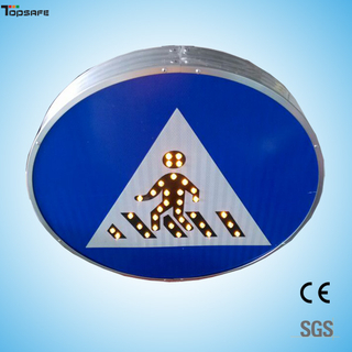 Solar led round pedestrian sign