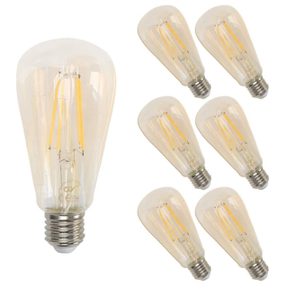GY Vintage Edison LED Light Bulbs 8W Equivalent To 80W 850 Lumens Warm White High Brightness 2700K Antique LED Light Bulb ST64 Clear Glass Pack of 6 Gold Tone