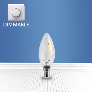 dimmable filament glass bulb C35 2W