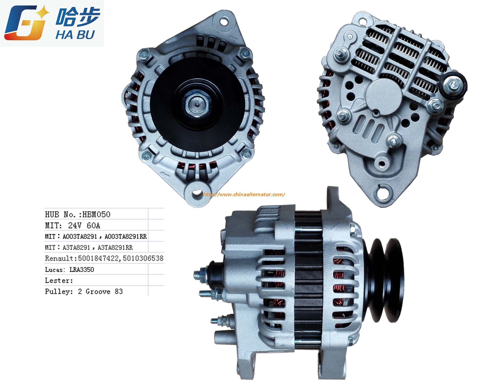 100% New Alternator for Renault Trucks A3ta8291 Lra3350