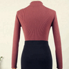 P18B226BE women's autumn winter rib knitted high neck half zipper cashmere sweater