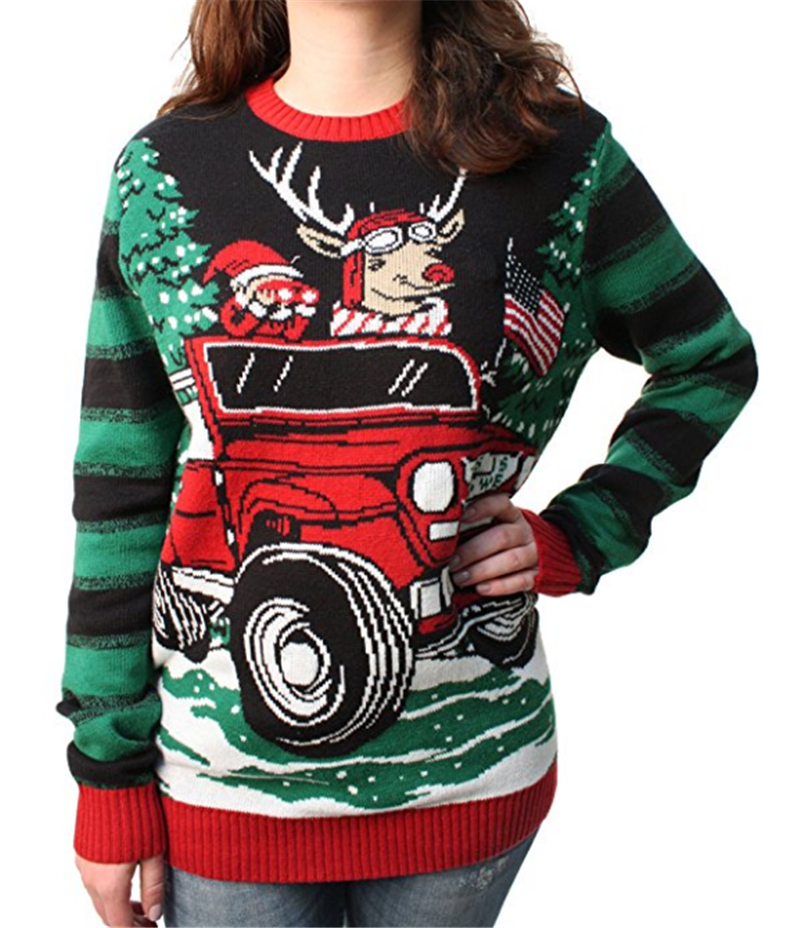 P18A89HX Ugly Christmas Sweater plus size women LED light up pullover christmas sweater