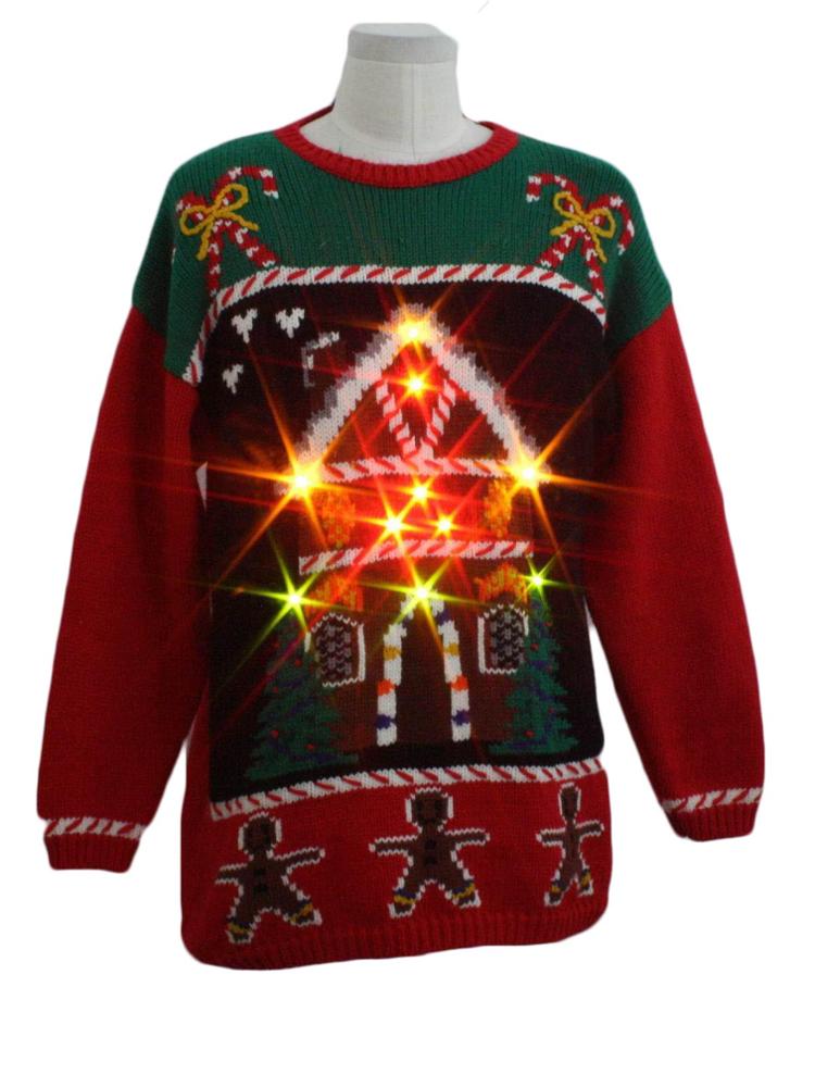 14STC8053 knit ugly christmas sweater with light