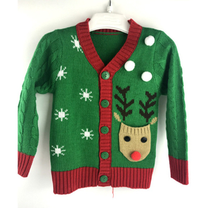 Kids Holiday Knitted Acrylic Festival Christmas Cardigan Sweater