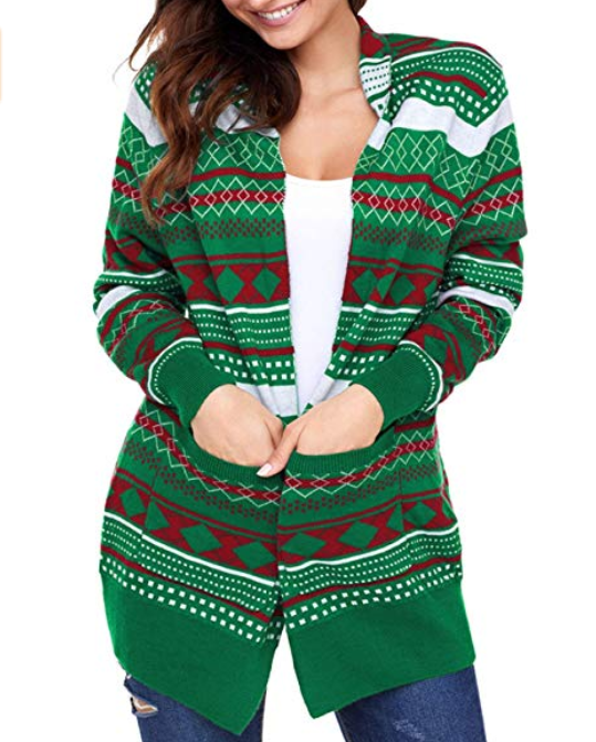 2019 lady ugly christmas sweater long cardigan xmas sweater for woman