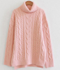 PK18ST030 Creamy Turtle Neck Cable Knitted Swesater for Women