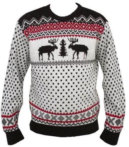 festive tree& deer pattern ugly christmas sweater
