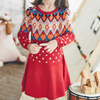 P18B177BE girls autumn winter knitted cotton cashmere smart long sleeve christmas knitted dress