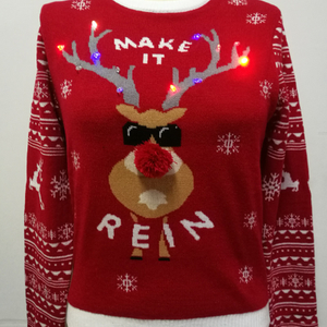 PK14A8052 festival ugly christmas sweater with LED lights